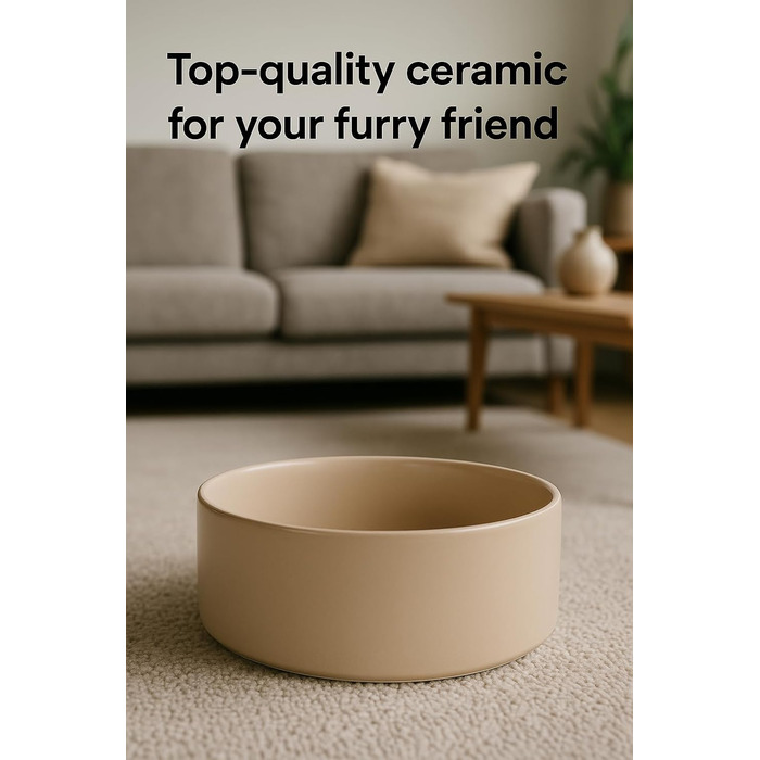 Миска для собак з кераміки, середніх порід, 800 мл, неслизька, стильна, бежева, Flamingo Eram, Ø16 x H6,5 см
