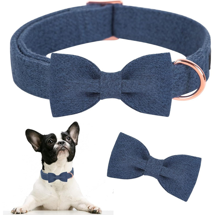 Нашийник для собак Aring Pet на Різдво, бавовняний нашийник з бантом, милий нашийник для собак, подарунок з металевою пряжкою, для великих собак (XS, темно-синій)