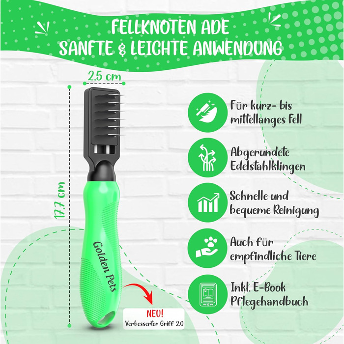 Інструмент для видалення ковтунів у собак та котів - професійний тример з 6 лезами + E-book з догляду за шерстю