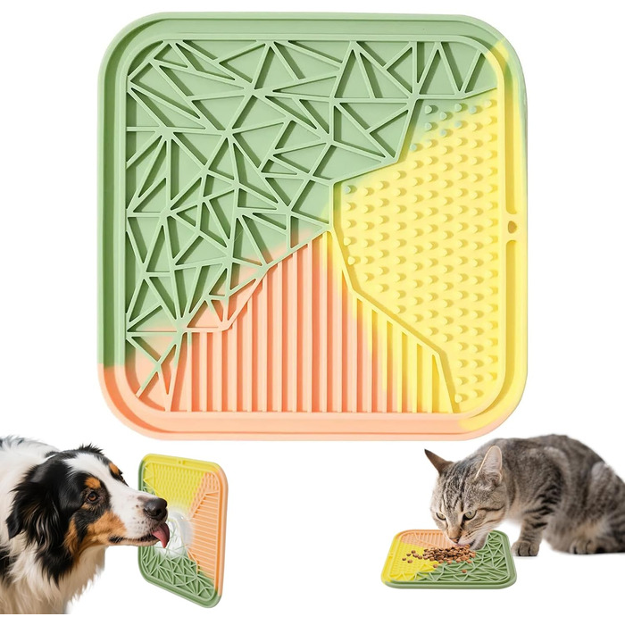 Силіконовий килимок для лизання собак та котів з присосками, багатокольоровий, для цуценят, уповільнює годування, знімає тривогу під час купання та тренувань