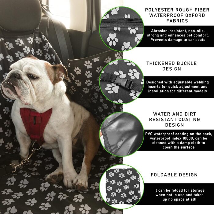 Чохол на заднє сидіння автомобіля для собак, водонепроникний, антиковзкий, універсальний, з принтом лапки