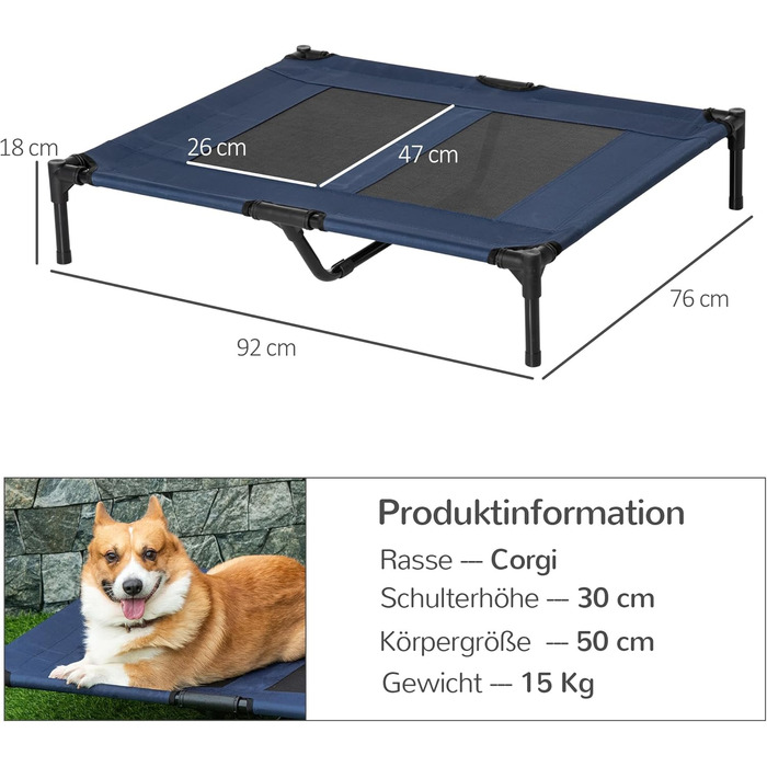 PawHut лежанка для собак, вулиця, софа для тварин, лежанка для котів, чорна, 92 x 76 x 18 см