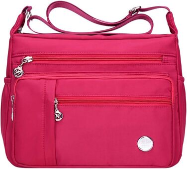 Жіноча сумка-тоут на плече з нейлону Zjsjm1106_b - чорний/рожевий (великий об'єм, водонепроникна)