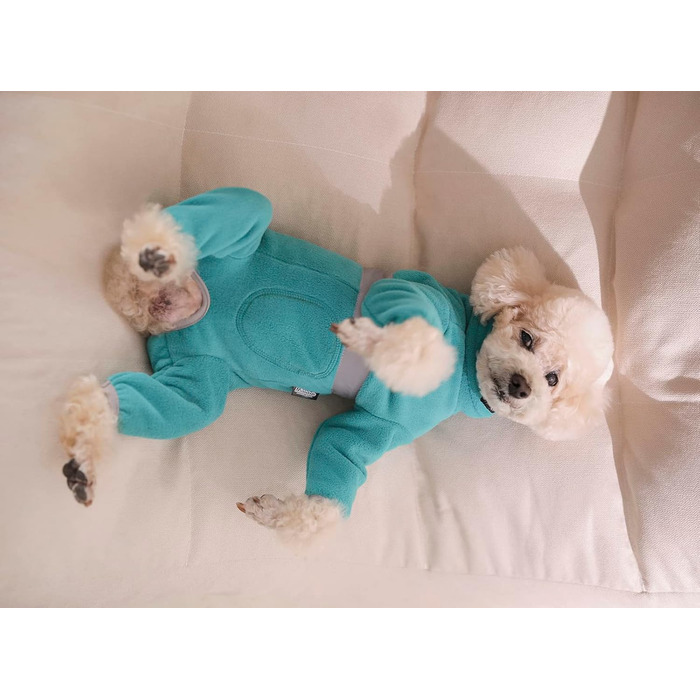 Теплий флісовий одяг для собак, зимовий, з довгим рукавом, для чотирилапих, регульований, для собак маленьких та середніх розмірів, розмір XS (Синій)