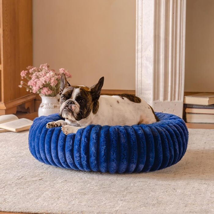 Кругле лежанка для собак MEWOOFUN, м'яке ліжко для маленьких собак та цуценят, з антиковзною основою (Морська хвиля, 76x76x20 см)