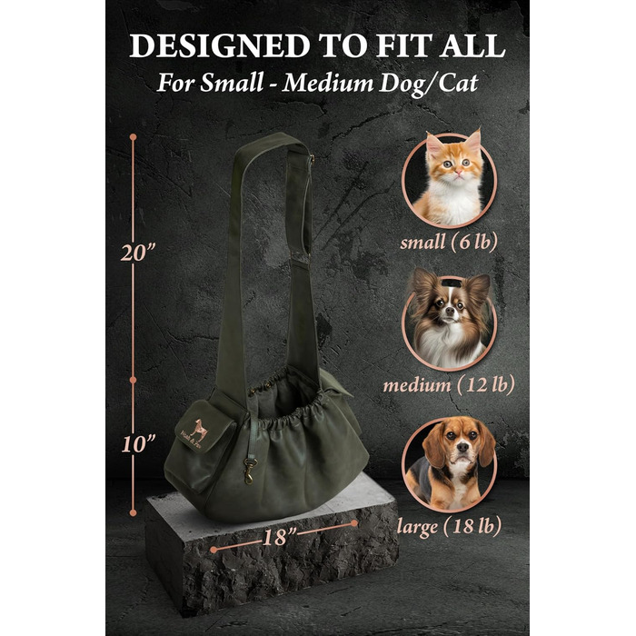 Трансформер для собак Noah & Paw: переноска для маленьких собак до 10 кг з регульованим ременем та м'яким хутром. Подвійний захист, переноска для тварин з веганської шкіри