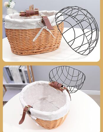 Кошик для собак на велосипед з ротангу – зручна переноска з захисним ґратом та м'яким бавовняним матрацом для багажника велосипеда