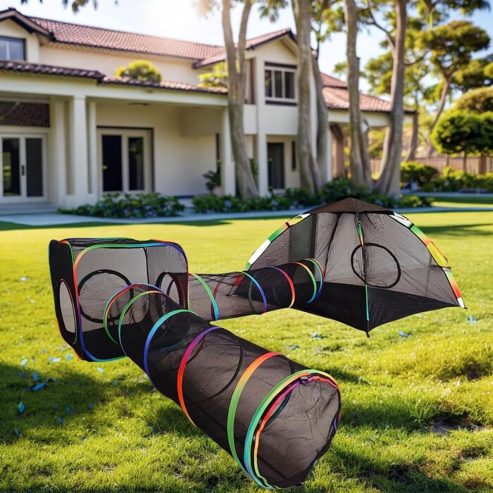 Клітка для котів Homegroove 4-в-1, набір для котів на вулицю з наметом та тунелем, для дрібних тварин