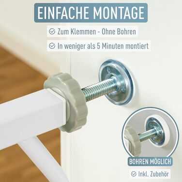 Захист для сходів для дітей IB Style Berrin, 58-185 см, без свердління, білий, 68-76 см (165-175 см)