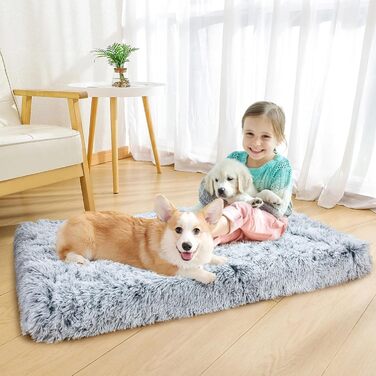 М'який лежак для собак, нековзна підкладка, крісло-гніздо для великих собак, сірий, 100 x 60 см