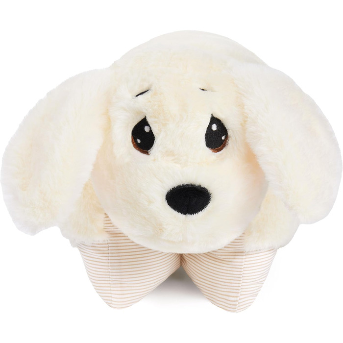 М'яка іграшка-подушка BRUBAKER для дітей - собака 2 в 1, 40 x 30 см. Зручна подушка-собака з кріпленням на липучці, іграшка-собака з тканини, білий колір.