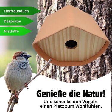 Будиночок для птахів Seaside No.64 - Vogelhaus з бамбука (темний) для малих птахів (синиць, зябликів, сніжників) - декор для дому та гніздовий будиночок на вулиці