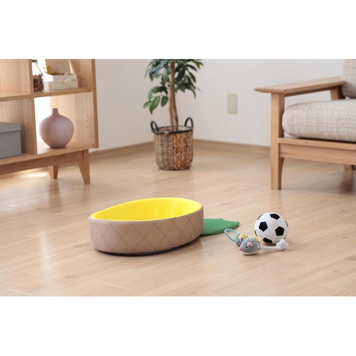 Килимок для тварин Iris Ohyama у формі ананаса, килимок-подушка, кошик, 40x69x12 см, миючий, з неслизьким покриттям, для собак