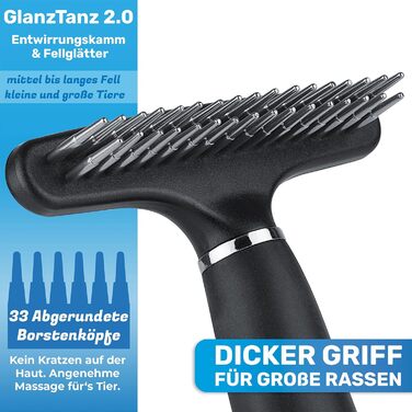 BluePet 2.0 - щітка для вичісування довгошерстих собак та котів | Розпушувач ворсу з двома рядами зубців | Розплутує, видаляє підшерстя, згладжує | Версія 2.0, блакитна