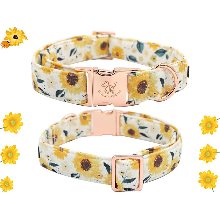 Елегантний ошийник для собак Herbst з бантиком, унісекс, м'який, регульований, для великих собак, XS (1 шт.), соняшник