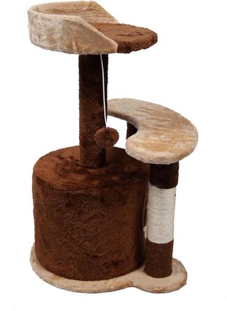 Дряпальня для котів Wiltec 67 см, чорно-біла з сизалю, платформа, будиночок та іграшковий м'яч, крізь котячий комплекс