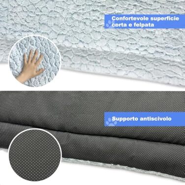 Лежанка для собак середніх порід, 75x50 см, з м'яким ворсом та антиковзною основою, блакитна, у мармуровому стилі