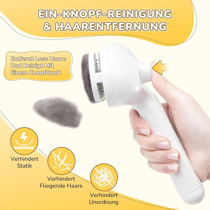 Щітка для котів з парою, для вичісування підшерстка, акумуляторна, з функцією розпилення, для котів та собак з довгою та короткою шерстю, самоочисна, масажна, біла