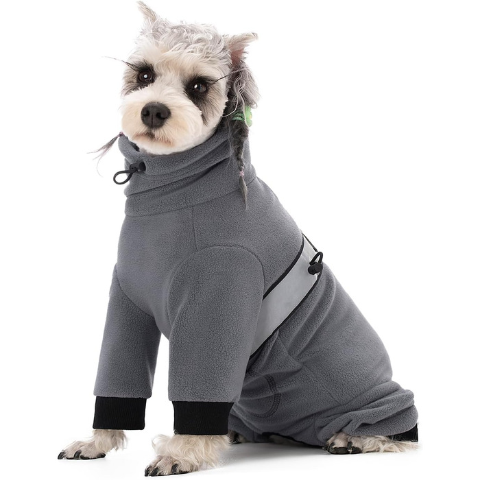 Теплі зимові куртки для собак, флісові комбінезони з D-кільцем, для малих та середніх собак, сірий колір, розмір XL XL