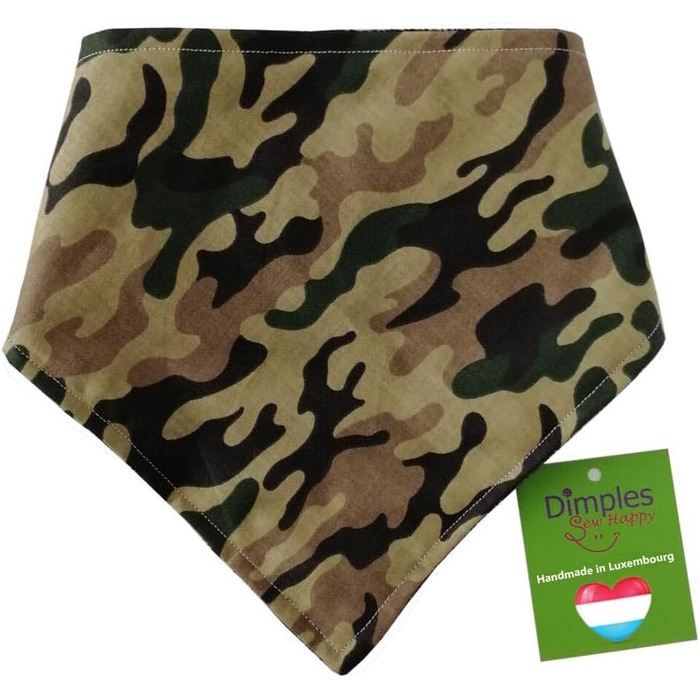 Бандана для собак Dimples камуфляжна, для малих, середніх і великих собак та котів, ручна робота, 45 см – аксесуар, подарунок власнику