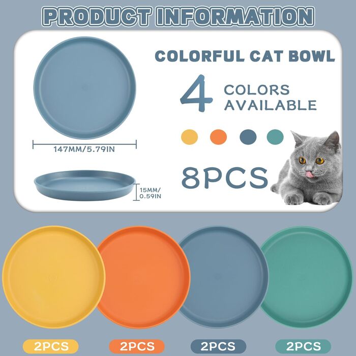 Набір мисок для котів GMMG (6 шт.) з кераміки, плоскі, для корму, миски для котів, миски для води