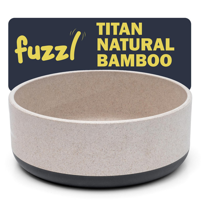 Миска для собак Fuzzl Titan з бамбука та гуми, 22 см, сіра, 2.5 л - антибактеріальна, нековзка, екологічна