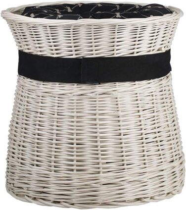 Кругла котяча хатинка e-wicker24 з плетеної лози, двоярусна, з подушкою та стрічкою, котячий будиночок (кремовий/чорний)