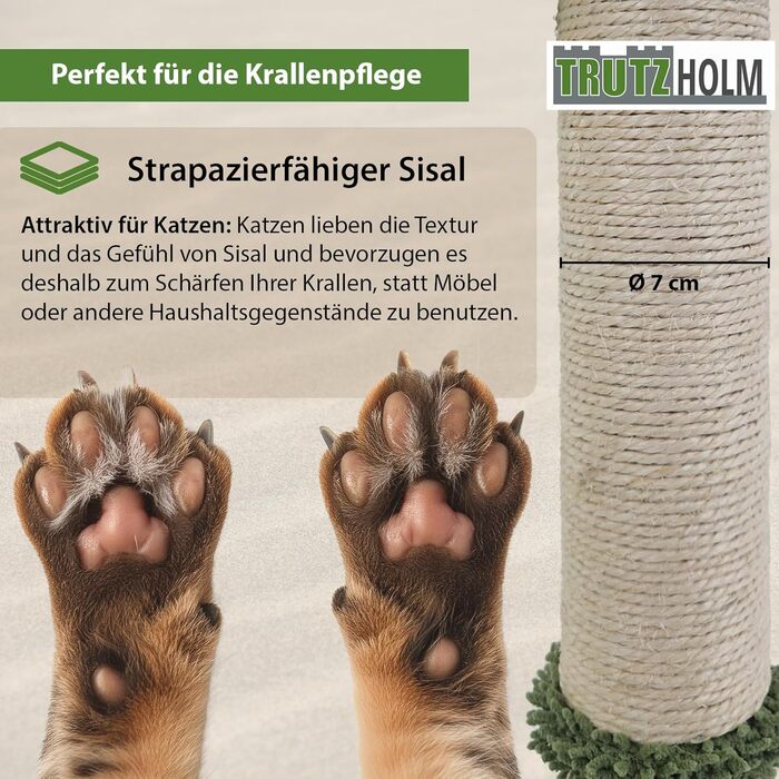 Кігтеточка TRUTZHOLM з м'яким покриттям: кігтеточка для котів з міцного сизалю, 85 см