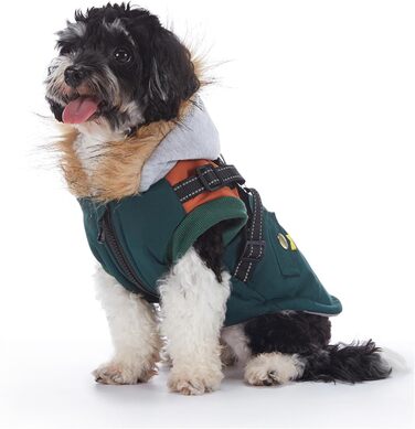 Зимовий теплий пуховик для собак з протекторними отворами, вітронепроникна куртка для холодної погоди, бавовна, костюм для цуценят, маленьких та середніх собак, розмір XL (2XL: обхват грудей 55 см, Стиль 6: зелено-коричневий)