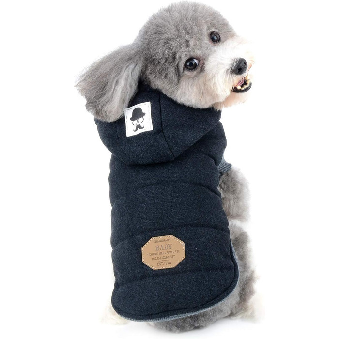 Зунеа - теплий зимовий одяг для собак, чорний, розмір XXL (шия 35см, спина 40см, груди 52см)