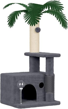 Котячий комплекс Kratzbaum 90 см: кігтеточка, будиночок та іграшки (темно-сірий)