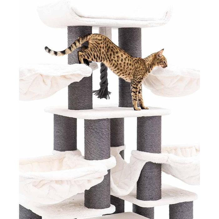 Дряпак для котів Petrebels Skyline XXL, 186 см, для великих котів (Мейн-кун), колір - off-white