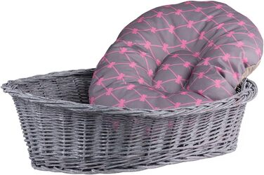 Плетене ліжко для собак та котів з лози (50x36x16 см, сірий)