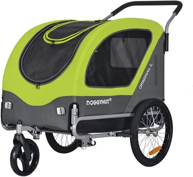 Фархангер Doggyhut Tiggo 80405 для собак до 35 кг (зелений) 2-в-1: вагончик та велосипедний причіп