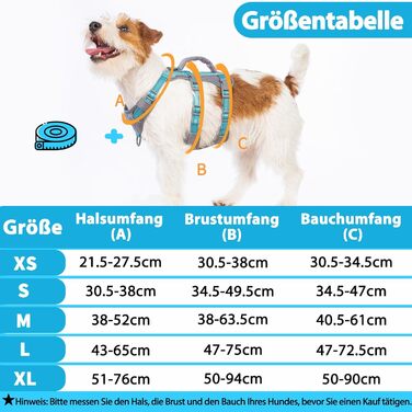 Нашийник-шлейка Huntboo для собак, анти-випадковий вихід, для панічних собак, світловідбиваючий нашийник з ручкою, регульований (S, 1 шт., блакитно-зелений)