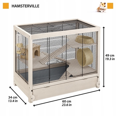 Дерев'яна клітка для гризунів FERPLAST HAMSTERVILLE, 60x34x49 см