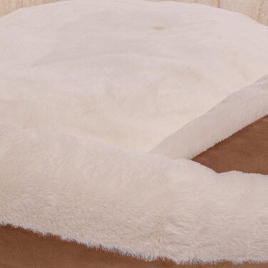 Кругле ліжко для собак Wallace & Jones Grace - зручний лежак для середніх собак | М'яке ліжко, ліжко з бортиком, неслизьке | Колір: коричнево-бежевий | Розмір M | 60 x 60 x 48 см