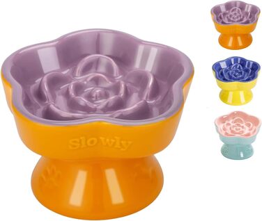 Антишвидкісний миска для собак, миска для котів та маленьких собак, керамічна миска (Морінгенблюте) (Зонне Гліциніє)