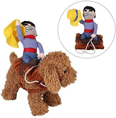 Костюм для собак: Веселий ковбой, костюм для коня, костюм для собак, костюм лицаря, з маскою та капелюхом для Хелловіну, косплей, вечірка (L)