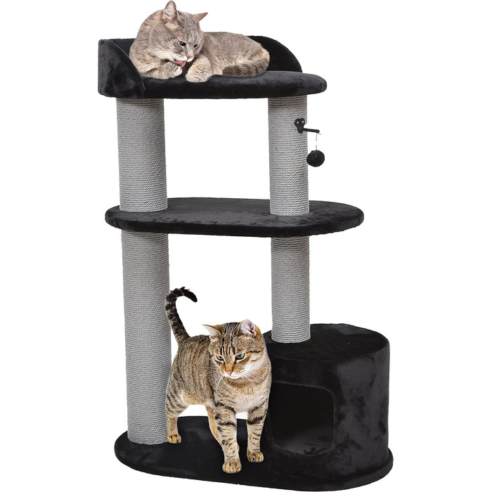 Дряпка для котів Flamingo – коричнева, 78 x 49,5 x 121 см – велика з платформами та прихованими місцями