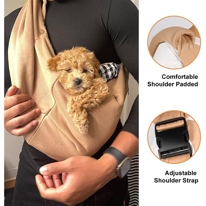 NATUYA Сумка-переноска для собак та котів, бавовняна, бежева, для прогулянок та подорожей