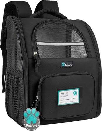 Рюкзак для кота PetAmi - переноска для тварин, рюкзак для собак, кошенят, кемпінгу, чорний
