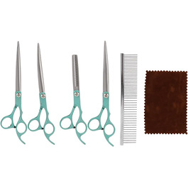 Набір професійних ножиць для грумінгу собак та котів, 17.8 см, зелений