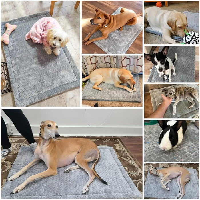 М'який килимок для собак BEAUTYZOO, стійкий до зношування, поролоновий матрац із хвилястим плюшем, не ковзає, праний, для великих собак, сірий, 121 см