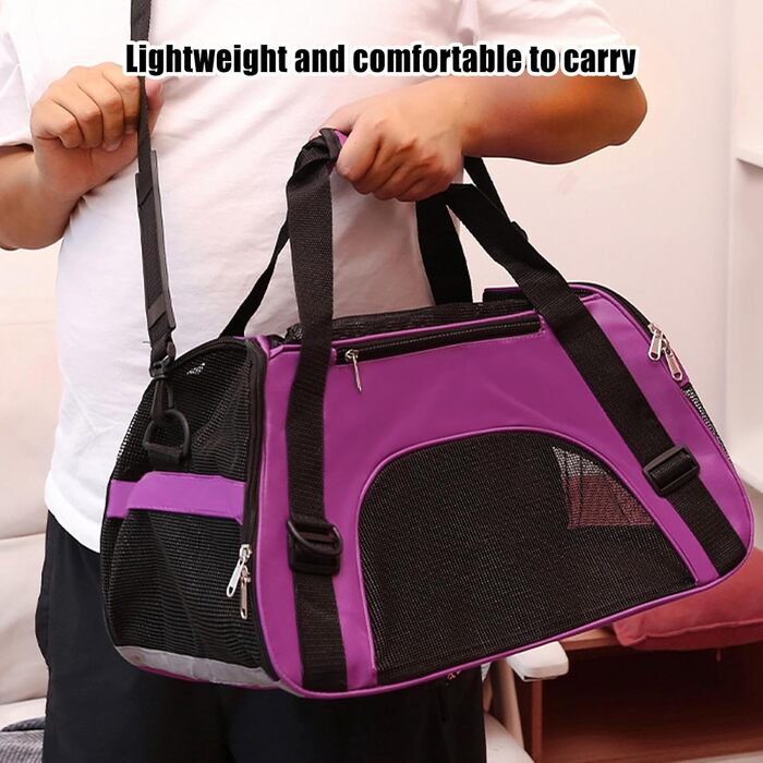Транспортна переноска для котів та собак, дихаюча багатофункціональна сумка для подорожей, прогулянок, походів та активного відпочинку (пурпурова)