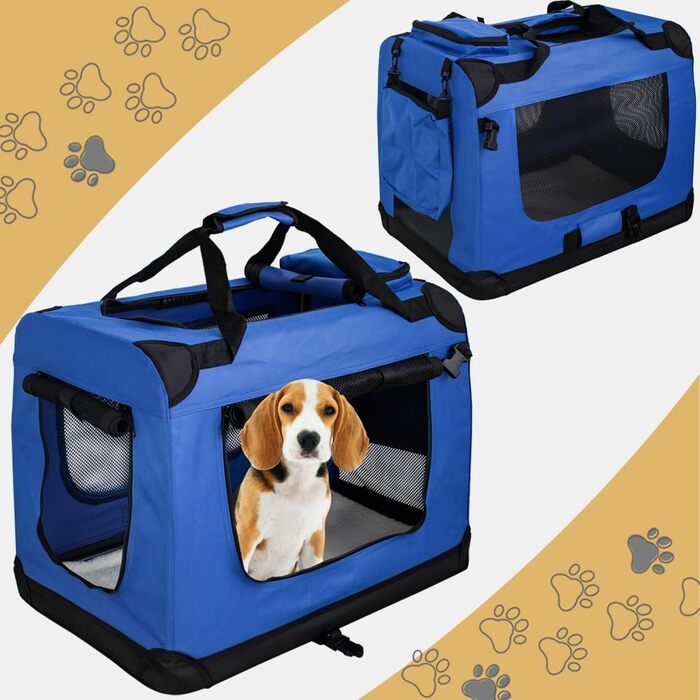 Транспортна переноска для собак та котів Petigi (M, 60x42x45 см, блакитна) - переноска-ліжко для авто