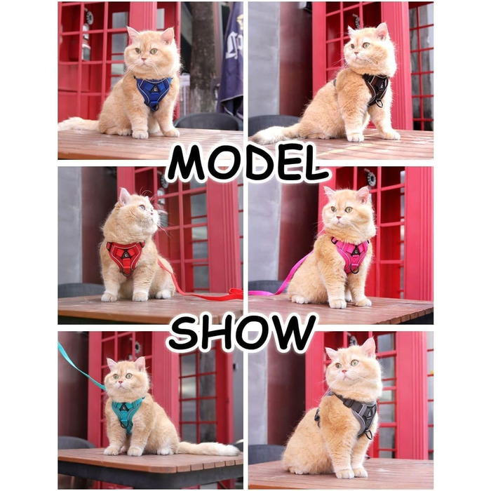 Шлейка для котів Skmeditec Katzengeschirr - безпечна жилетка для великих котів з світловідбиваючими смугами (Medium, Сірий)