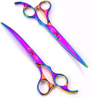 Набір для грумінгу домашніх тварин: професійні ножиці для собак та котів, ножиці для фінальної обробки, вигнуті ножиці, гребінець для грумінгу, набір для догляду за шерстю