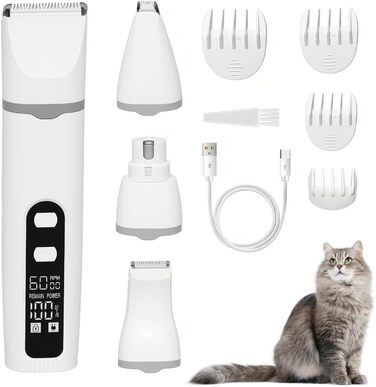 Електричний триммер для собак: LED-підсвітка, сталь, для догляду за лапами, вухами та обличчям