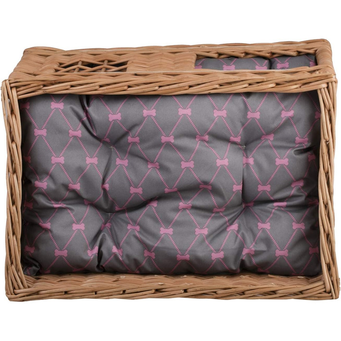 Двоярусна котяча хатинка з ротангу сірого кольору з подушкою та вікном | e-wicker24